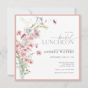 Invitación Elegante y pequeña flor rosada Noche de Luncheon