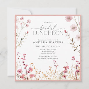 Invitación Elegante y pequeña flor rosada Noche de Luncheon