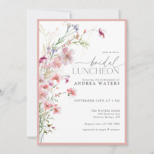 Invitación Elegante y pequeña flor rosada Noche de Luncheon