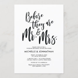 Invitación Elegante y perfecto ensayo de bodas invitan a cena