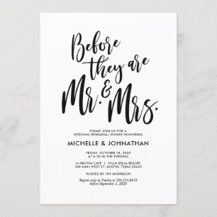 Invitación Elegante y perfecto ensayo de bodas invitan a cena