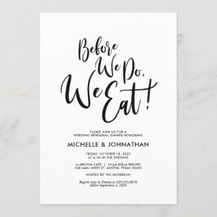 Invitación Elegante y perfecto ensayo de bodas invitan a cena