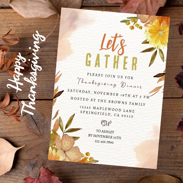 Invitación Elegante y personalizada Acción de Gracias Botánic (Subido por el creador)