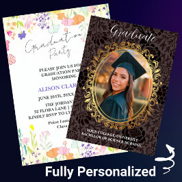 Invitación Elegante y personalizado partido de graduación de