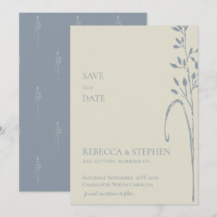 Invitación Elegante y polvoriento boho azul salvar la invitac