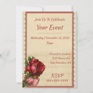 Invitación Elegante y romántico encaje musical de chapa