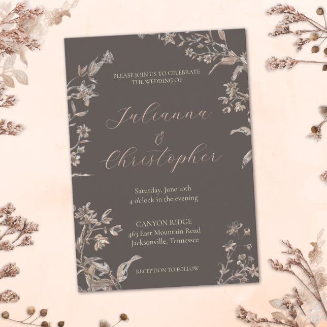 Invitación Elegante y rústico Boda de guión Mocha (Subido por el creador)