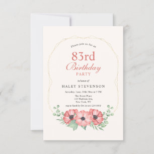 Invitación Elegante y rústico Rubor Floral rosa 83 cumpleaños