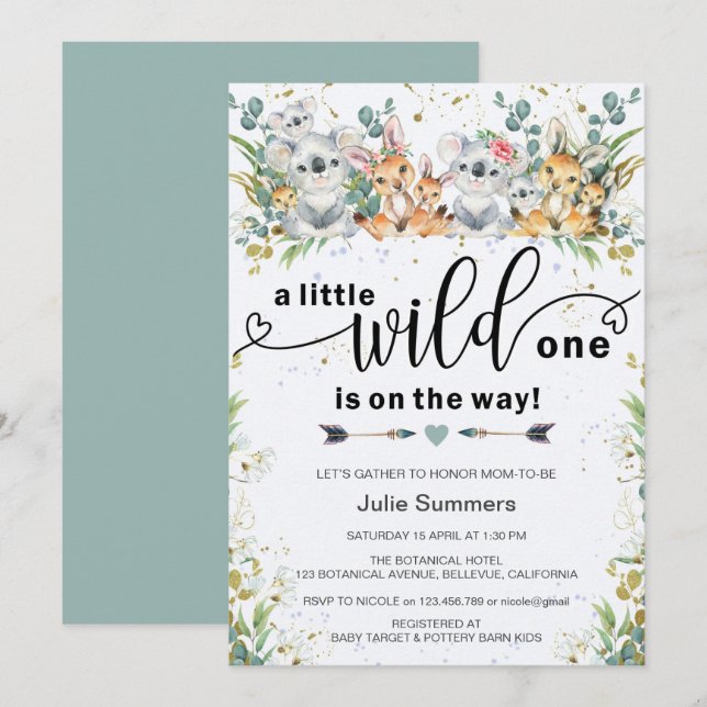 Invitación Elegante y salvaje Baby Shower de un Safari de Bus (Anverso / Reverso)
