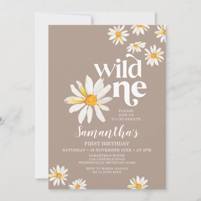 Invitación Elegante y salvaje Boho Daisy Flowers (Anverso)