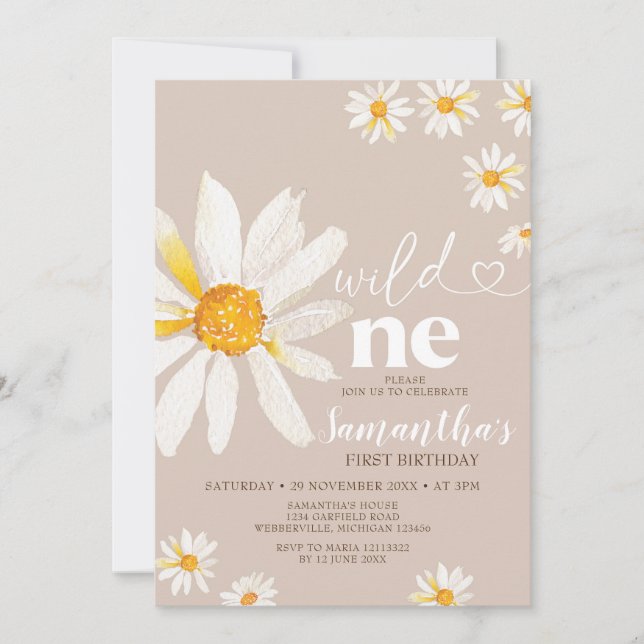 Invitación Elegante y salvaje Boho Daisy Flowers (Anverso)