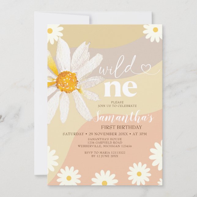 Invitación Elegante y salvaje Boho Daisy Flowers (Anverso)