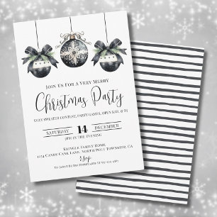 Invitación Elegante y Sencilla Fiesta de Navidad en Blanco y