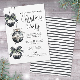 Invitación Elegante y Sencilla Fiesta de Navidad en Blanco y