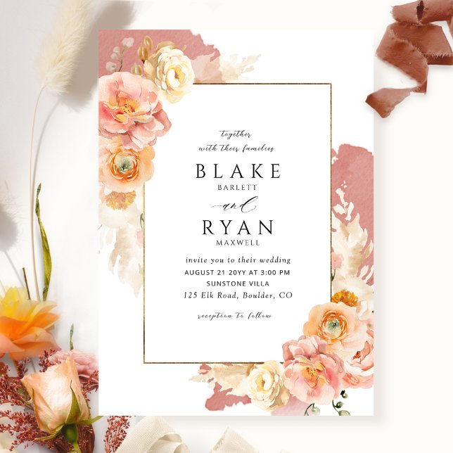Invitación Elegante y sencillo Boda de óxido, pintura y Rubor (Subido por el creador)