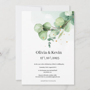 Invitación Elegante y sencillo eucalipsis de boda rústico