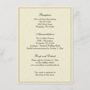 Invitación Elegante y sencillo gabinete de recepción de boda
