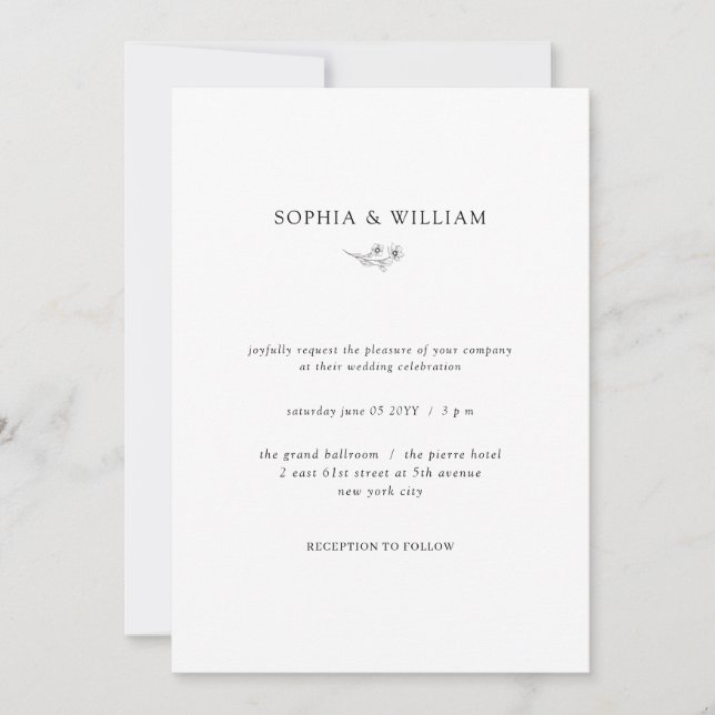 Invitación Elegante y sencillo lujo todo en un Boda (Anverso)
