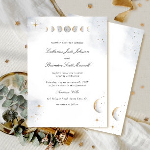 Invitación Elegante y simple, acuarela Boda celeste