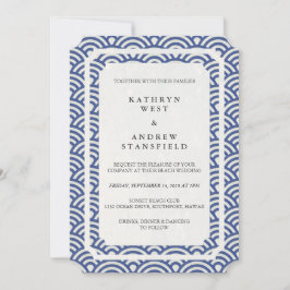 Invitación Elegante y simple azul oscuro + boda blanca en la 