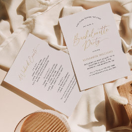 Invitación Elegante y simple Bachelorette de Guión Dorado