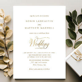 Invitación Elegante y simple Boda blanco y dorado