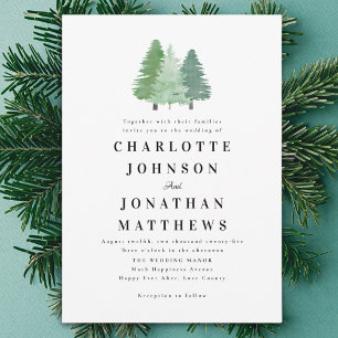 Invitación Elegante y Simple Boda de Acuarela en el Bosque
