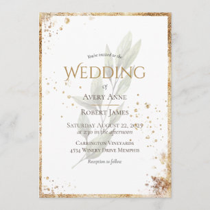 Invitación Elegante y simple Boda de color de agua verde