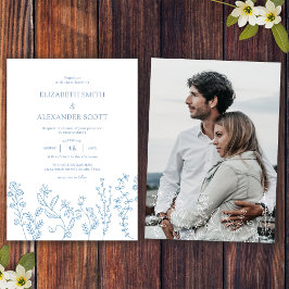 Invitación Elegante y Simple Boda de Flor Silvestre Periwinkl