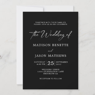 Invitación Elegante y simple Boda de fotografía negra
