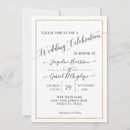 Invitación Elegante y simple Boda de guión mínimo de oro Foto