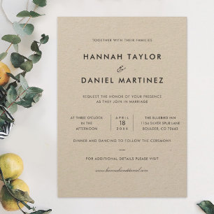 Invitación Elegante y simple Boda de Kraft marrón rústico mod