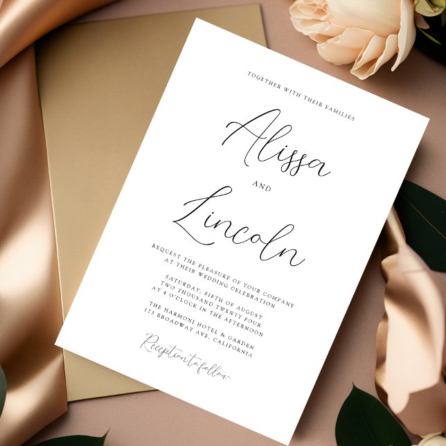 Invitación Elegante y simple Boda de nombres de caligrafía gr (Subido por el creador)