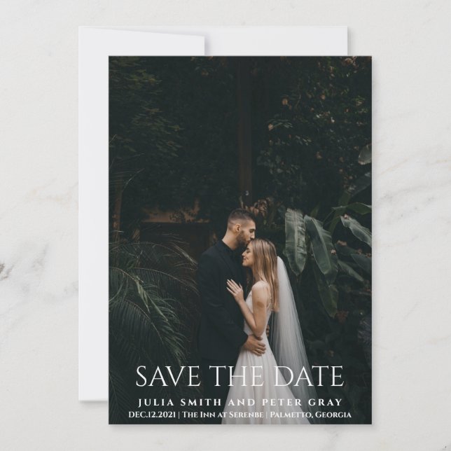 Invitación Elegante y simple Boda de tipografía blanca STD (Anverso)