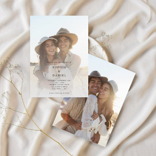 Invitación Elegante y simple Boda de tipografía fotográfica