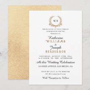 Invitación Elegante y simple Boda del Monograma Matrimonial