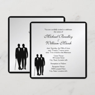 Invitación Elegante y simple Boda Groom Gay Silver