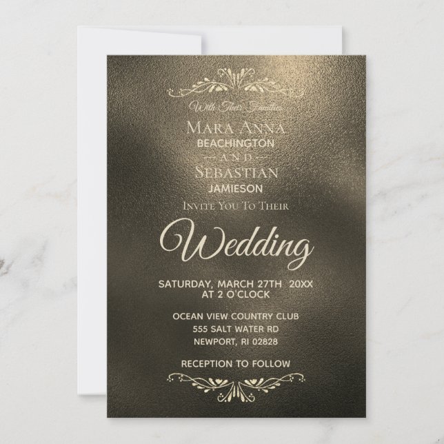 Invitación *~* Elegante y simple Boda irlandés de cobre de or (Anverso)