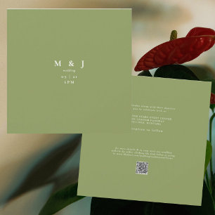Invitación Elegante y Simple Boda Moderna Cuadrada Verde Musg