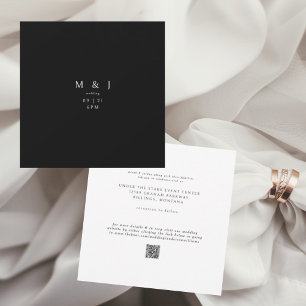 Invitación Elegante y Simple Boda Moderna en B/N II Cuadrado