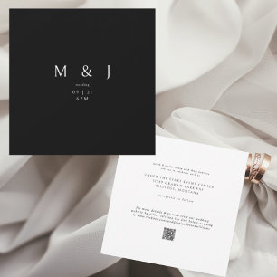 Invitación Elegante y Simple Boda Moderna en B/N III Cuadrado