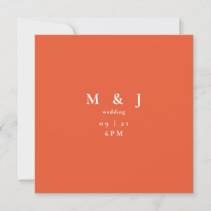 Invitación Elegante y Simple Boda Moderna Naranja Cuadrada