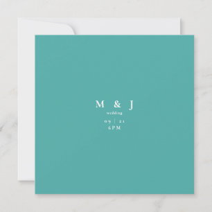 Invitación Elegante y Simple Boda Moderna Turquesa Cuadrada
