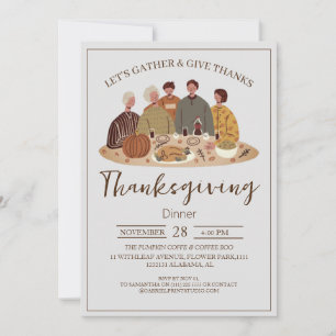 Invitación Elegante y simple calabaza de la cena de Acción de