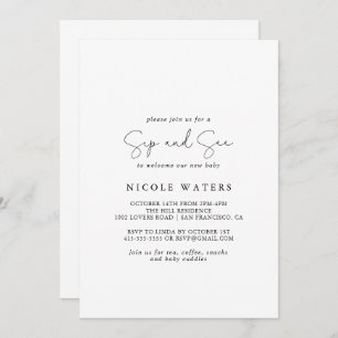 Invitación Elegante y simple caligrafía Sip y See
