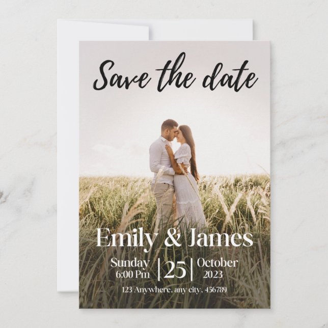 Invitación Elegante y simple casamiento de fotos moderno salv (Anverso)