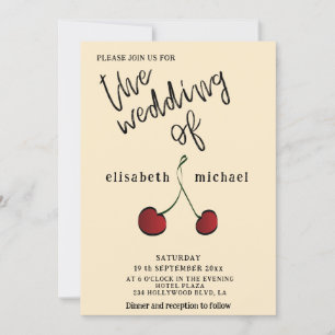Invitación Elegante y simple cereza roja