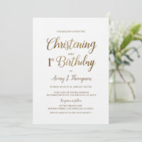 Elegante y simple Christening Blanco Oro Primer Cu