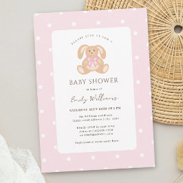 Invitación Elegante y simple conejo Chica rosa Baby Shower