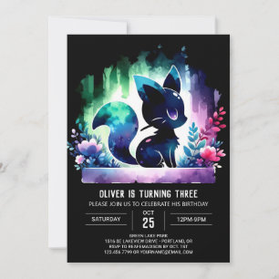 Invitación Elegante y simple cumpleaños de gato maravillosame